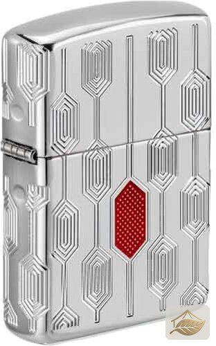 Zippo Armor Case Stylish Pattern, Chrom mit Rot