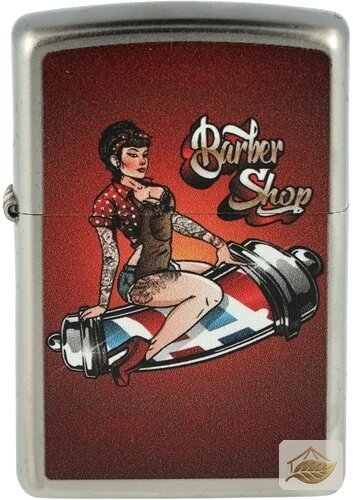 Zippo Tattoo-Pin-up Feuerzeug 'Barber Shop', satiniert