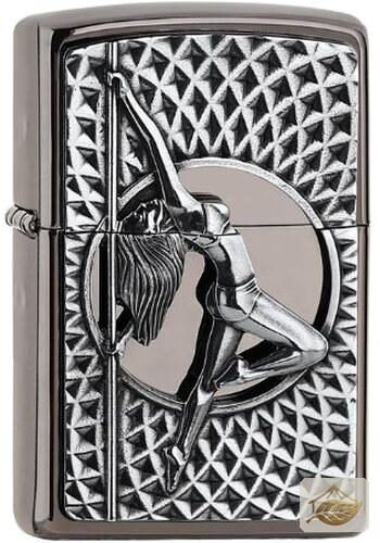 Zippo Black Ice Feuerzeug, Plakette Tänzerin
