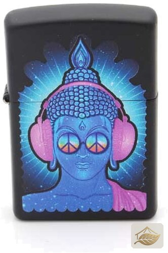 Zippo Buddha Peace, Kopfhörer-Motiv in Schwarz und Bunt