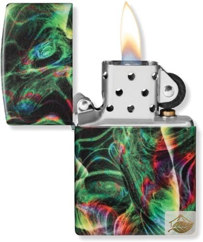 Zippo Psychedelic Swirl, Glow-Motiv in Schwarz und Bunt