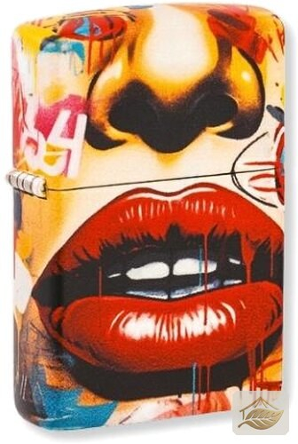 Zippo Sturmfeuerzeug Street Art Face, buntes Graffiti-Gesicht