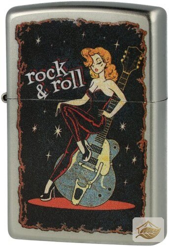 Zippo Rock'n'Roll Feuerzeug mit Gitarrenmotiv, satiniert