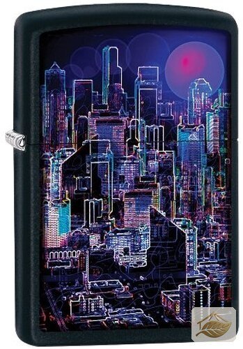 Zippo Cyberpunk City Feuerzeug, Black Matte bunt