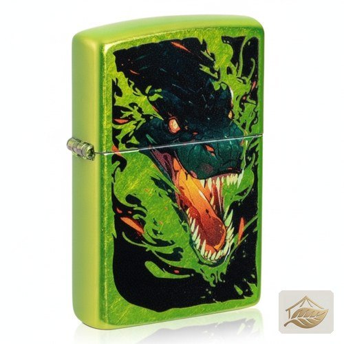 Zippo Feuerspeiender Drache, Benzinfeuerzeug Lurid Green