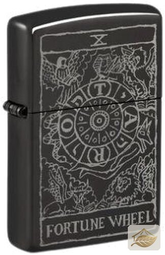 Zippo Feuerzeug Glücksrad-Tarotmotiv, Ebony Schwarz