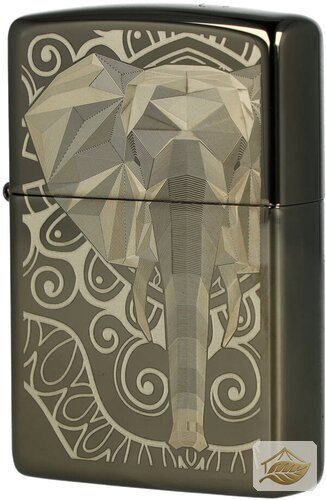 Zippo Feuerzeug Elefantenkopf, Black Ice Optik