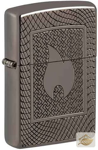 Zippo Armor Case Flame Pattern, Hochglanz Schwarz