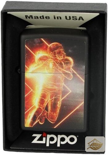 Zippo Football-Spieler Motiv, Black Matte Benzinfeuerzeug