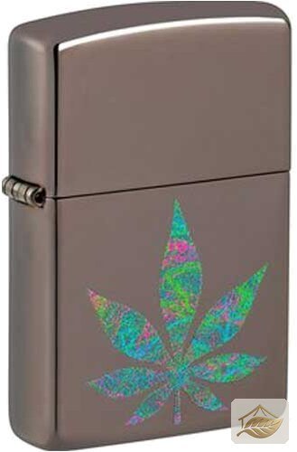 Zippo Funky Cannabis Feuerzeug, Black Ice