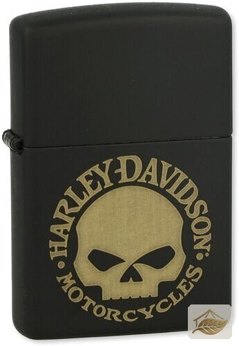 Zippo Harley Davidson Totenkopf, matt Schwarz/Gold