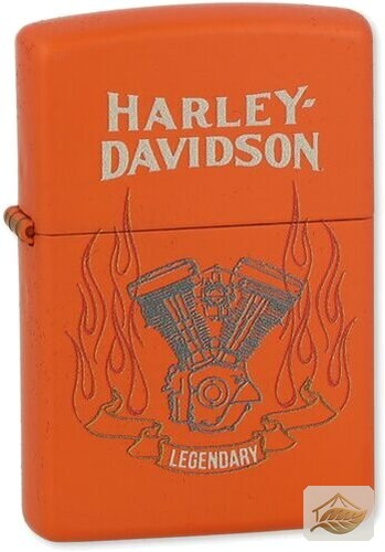 Zippo Motorblock in Flammen, Harley-Davidson Orange