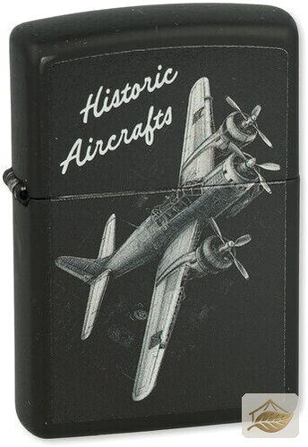 Zippo Feuerzeug Historische Flugzeuge, Schwarz Matt
