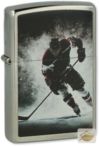 Zippo Eishockeyspieler Benzinfeuerzeug, Silber
