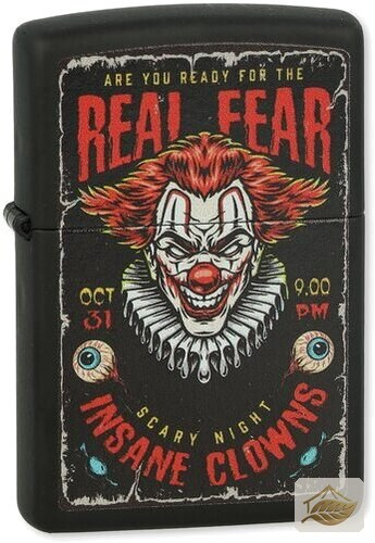 Zippo Clown-Feuerzeug Insane Clowns, Schwarz Matt