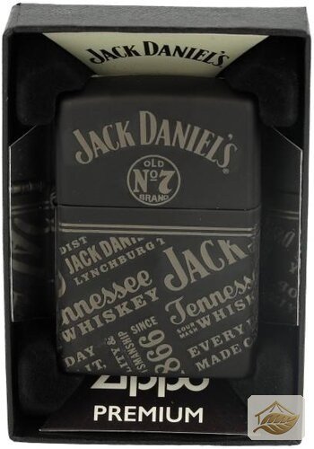 Zippo Jack Daniels No.7 Laser 360°, Schwarz Matt mit Chrom