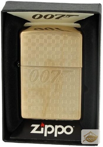 Zippo 007 Gun Logo Feuerzeug, gebürstetes Messing (Brushed Brass)