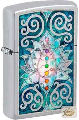 Zippo Lotus Flower Feuerzeug, Chrom poliert