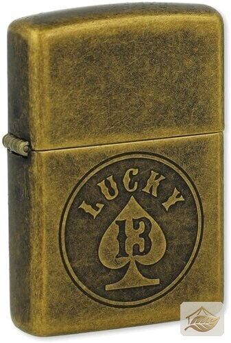 Zippo Lucky 13 Benzinfeuerzeug, Schwarz/Gold