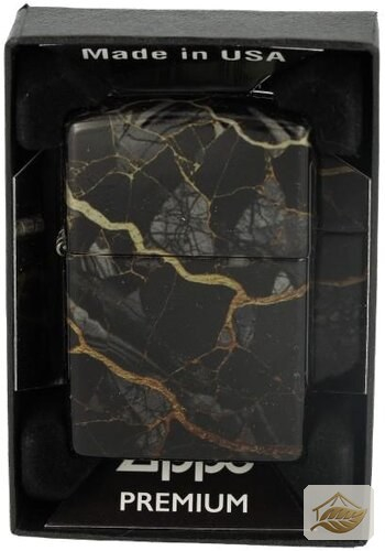 Zippo Color 540° Marmordesign, Tumbled Chrome Schwarz Gold