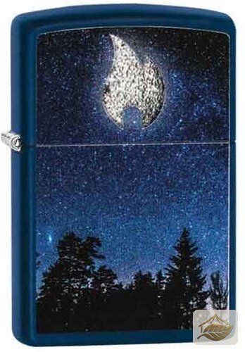 Zippo Sturmfeuerzeug Navy Blue Matte, Motiv Flammenmond