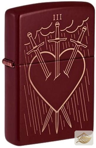 Zippo Herz mit drei Schwertern, Farbton Merlot
