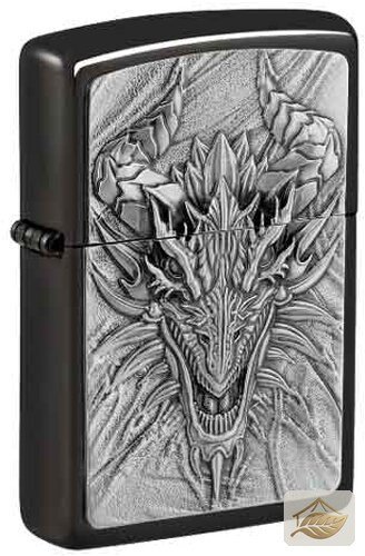 Zippo Metal Dragon Feuerzeug, Ebony mit Silber