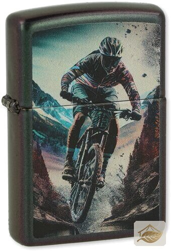Zippo Mountainbike-Fahrer, Benzinfeuerzeug Schwarz