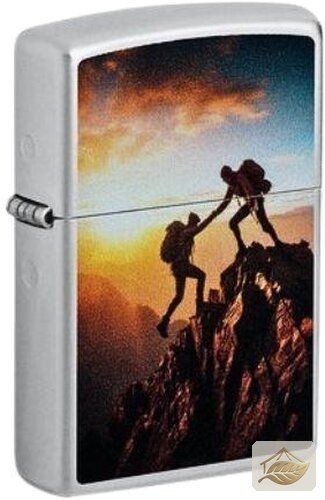 Zippo Bergsteiger-Motiv, Chrom Satiniert (Mountain Climbing)