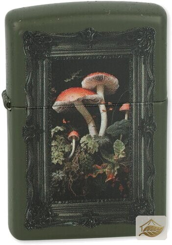 Zippo Pilz-Feuerzeug, Naturmotiv in Grün Matt