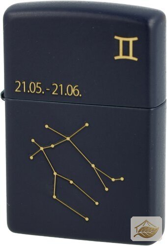 Zippo Feuerzeug Zwillinge, Steinzündung Navy Matt