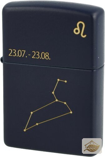Zippo Sternzeichen-Feuerzeug Löwe, Marineblau Matt