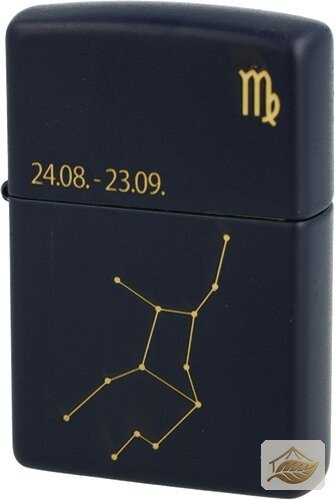 Zippo Feuerzeug mit Tierkreiszeichen Jungfrau, Marineblau