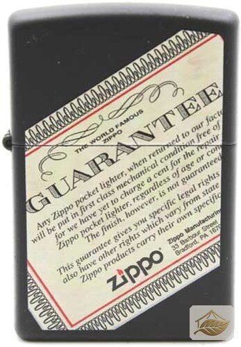 Zippo Feuerzeug Garantie-Logo, Schwarz Matt