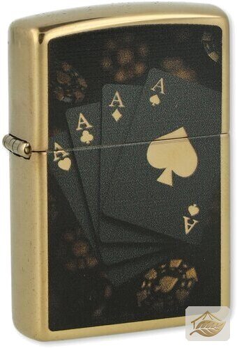 Zippo Spielkarten mit Ass, Schwarz-Gold