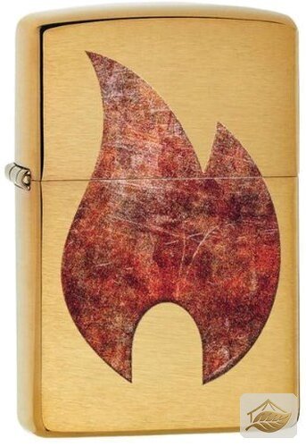 Zippo Brushed Brass Rusty Flame, gebürstetes Messing
