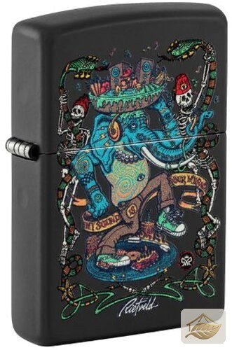 Zippo Feuerzeug Tanzender Elefant, Schwarzlicht-Druck