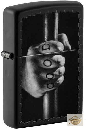 Zippo Good Evil, Faust-Tattoo-Motiv beidseitig in Schwarz