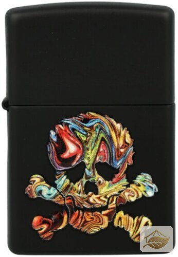 Zippo Sturmfeuerzeug Totenkopf Color Skull, Schwarz Matt