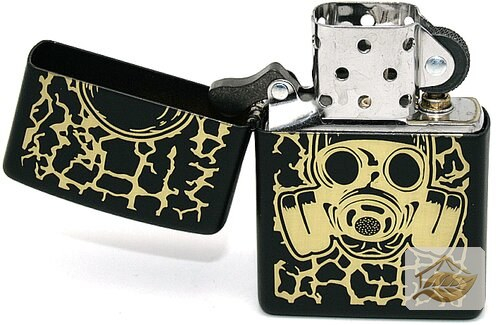 Zippo Skull Gas Mask, Totenkopf mit Gasmaske Schwarz Matt