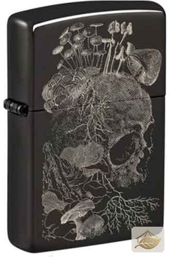 Zippo Skull Mushroom Feuerzeug, Ebony Schwarz