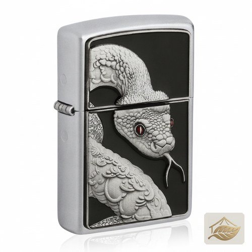 Zippo Kobra mit roten Augen, Benzinfeuerzeug Silber