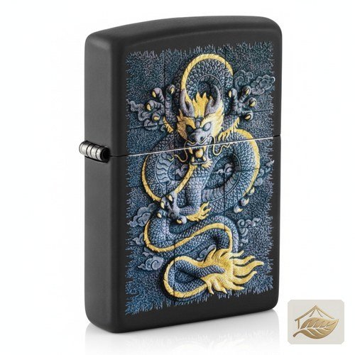 Zippo Stone Dragon, Benzinfeuerzeug Grau/Schwarz Matt