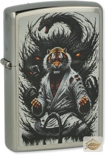 Zippo Tiger im Kampfanzug, Benzinfeuerzeug Silber