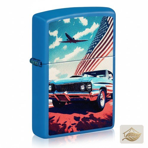 Zippo American Classic Car, Benzinfeuerzeug Sky Blue Matte