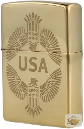 Zippo USA-Adler Feuerzeug, Messing Hochglanzpoliert