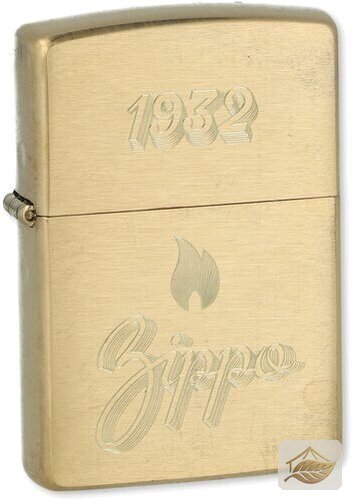 Zippo Jubiläumsgravur 1932, goldfarben mit Flammenmotiv