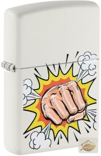 Zippo Feuerzeug Power Fist, Weiß Matt Bunt