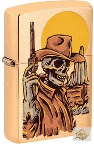 Zippo Feuerzeug Cowboy-Skelett, gebürstetes Messing