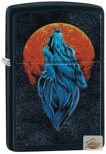 Zippo Feuerzeug Heulender Wolf, Schwarz Matt